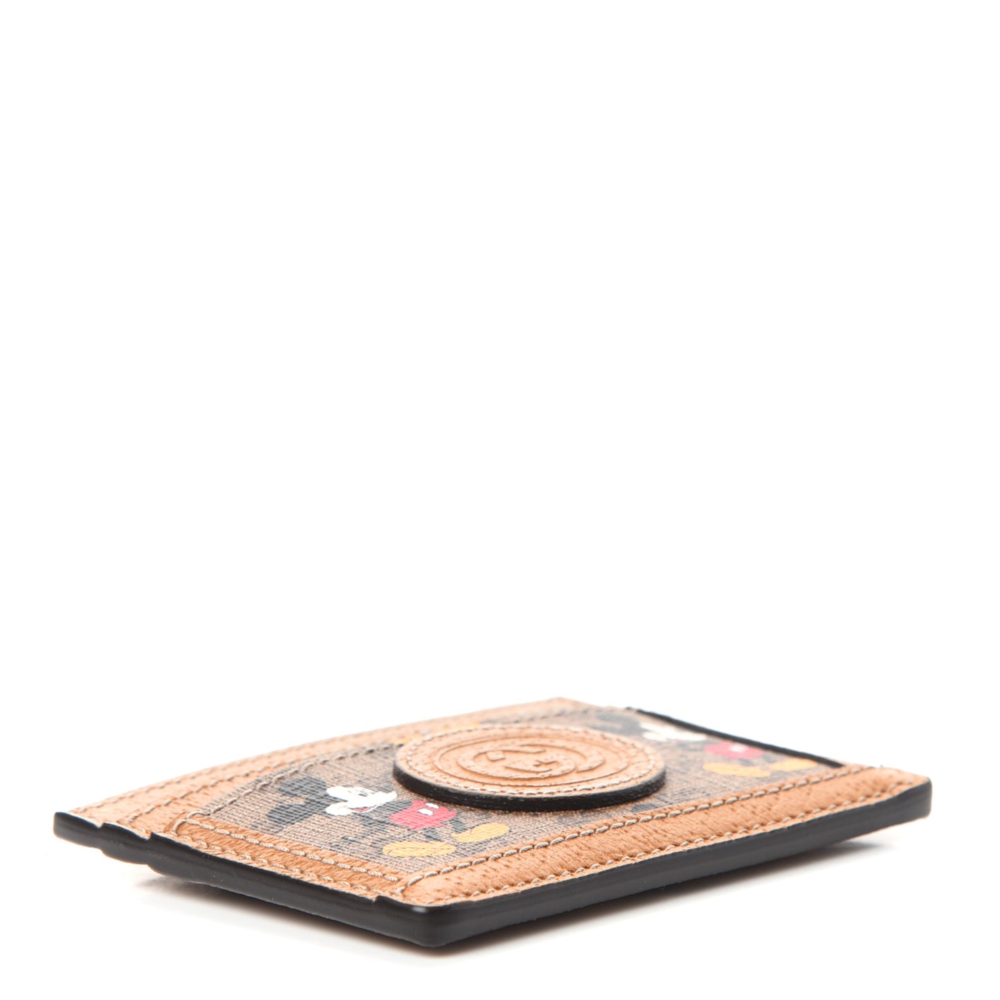 X DISNEY Mini Vintage GG Supreme Monogram Mickey Mouse Card Holder Beige Vintage Sun Oil