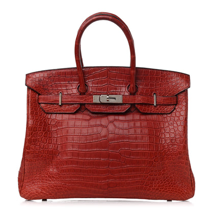 Hermes Matte Porosus Crocodile Birkin 30 Rouge H 1 of 17