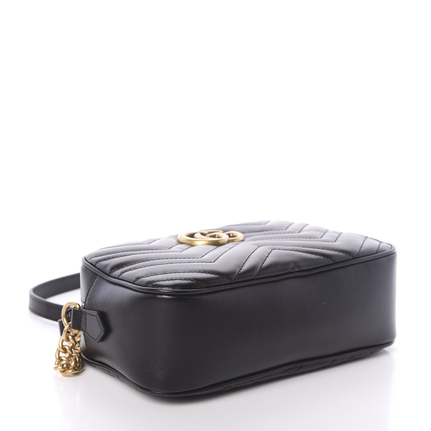 Calfskin Matelasse Small GG Marmont Chain Shoulder Bag Black