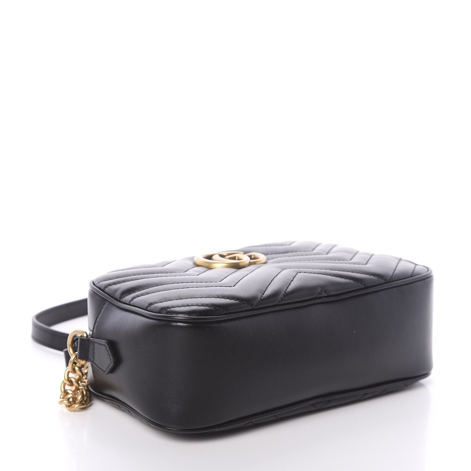 Gucci Calfskin Matelasse Small GG Marmont Chain Shoulder Bag Black 3 of 8