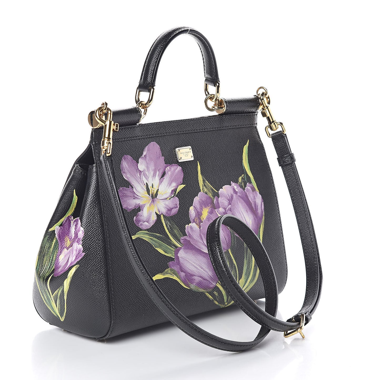 Dauphine Tulip Print Medium Miss Sicily Satchel Black