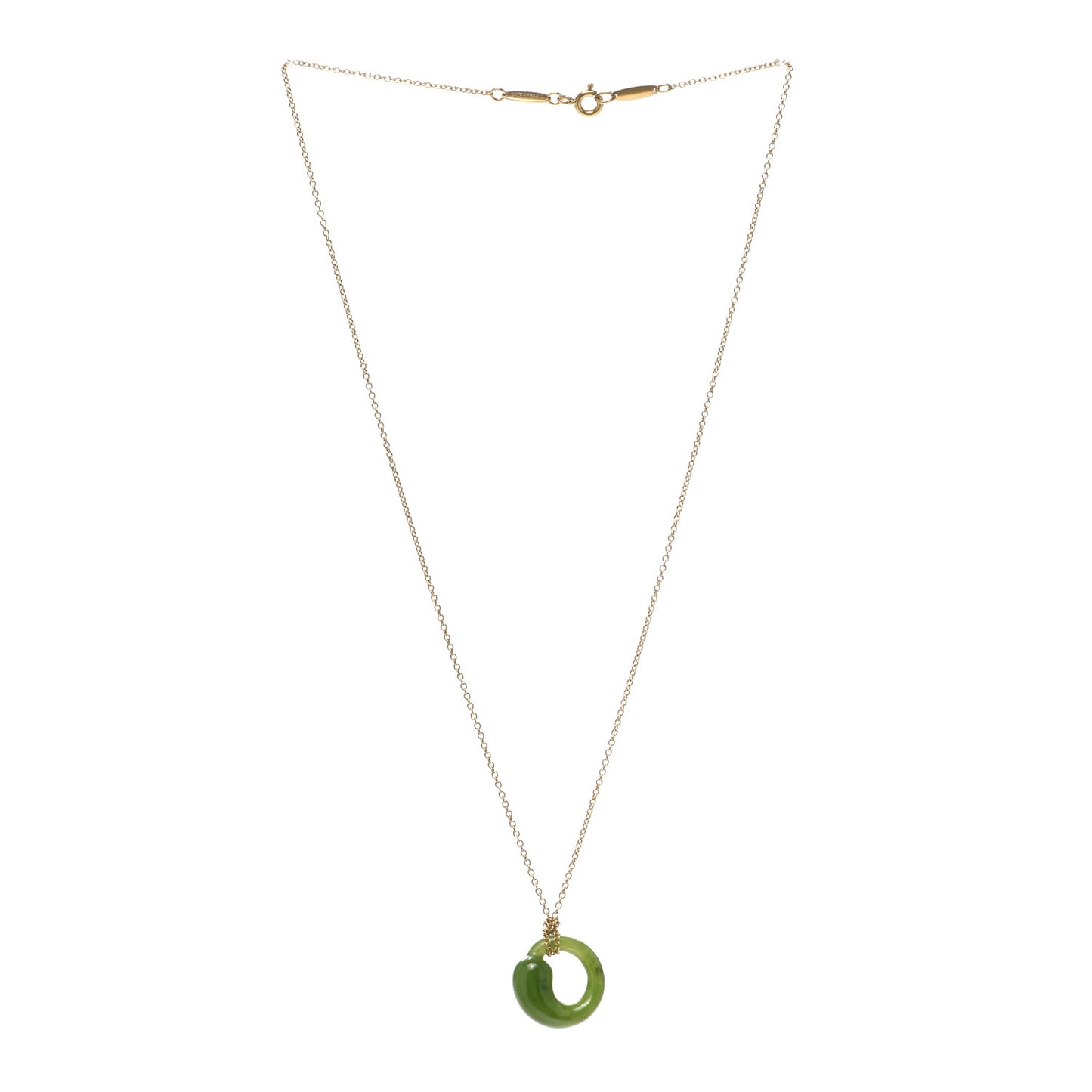 18K Yellow Gold Jade Elsa Peretti Eternal Circle Necklace