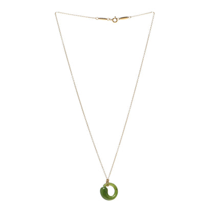Tiffany 18K Yellow Gold Jade Elsa Peretti Eternal Circle Necklace 3 of 5