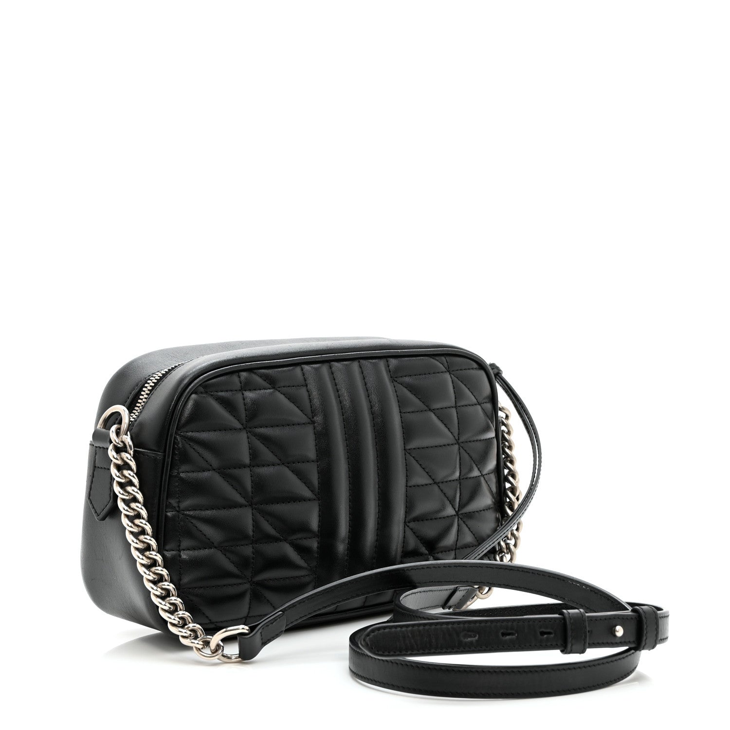 Gucci Calfskin Matelasse Aria Small GG Marmont Chain Shoulder Bag Black 3 of 11