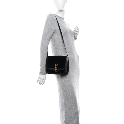 Saint Laurent Suede Smooth Calfskin Monogram Medium Solferino Soft Satchel Black 2 of 16
