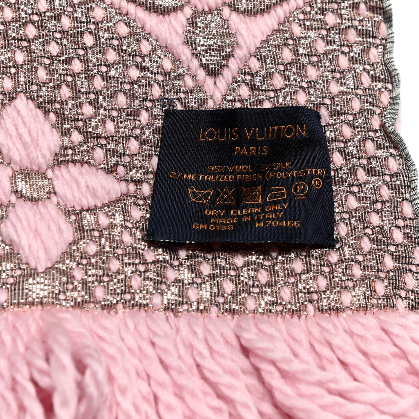 Wool Silk Logomania Shine Scarf Pink