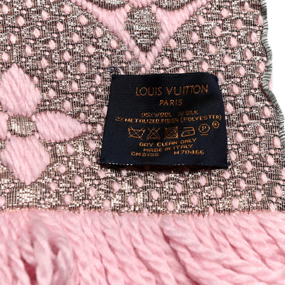 Louis Vuitton Wool Silk Logomania Shine Scarf Pink 4 of 5
