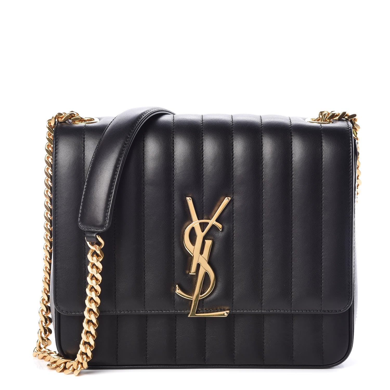 Saint Laurent Lambskin Matelasse Monogram Large Vicky Chain Bag Black 1 of 9