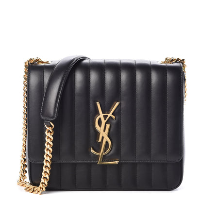 Saint Laurent Lambskin Matelasse Monogram Large Vicky Chain Bag Black 1 of 9