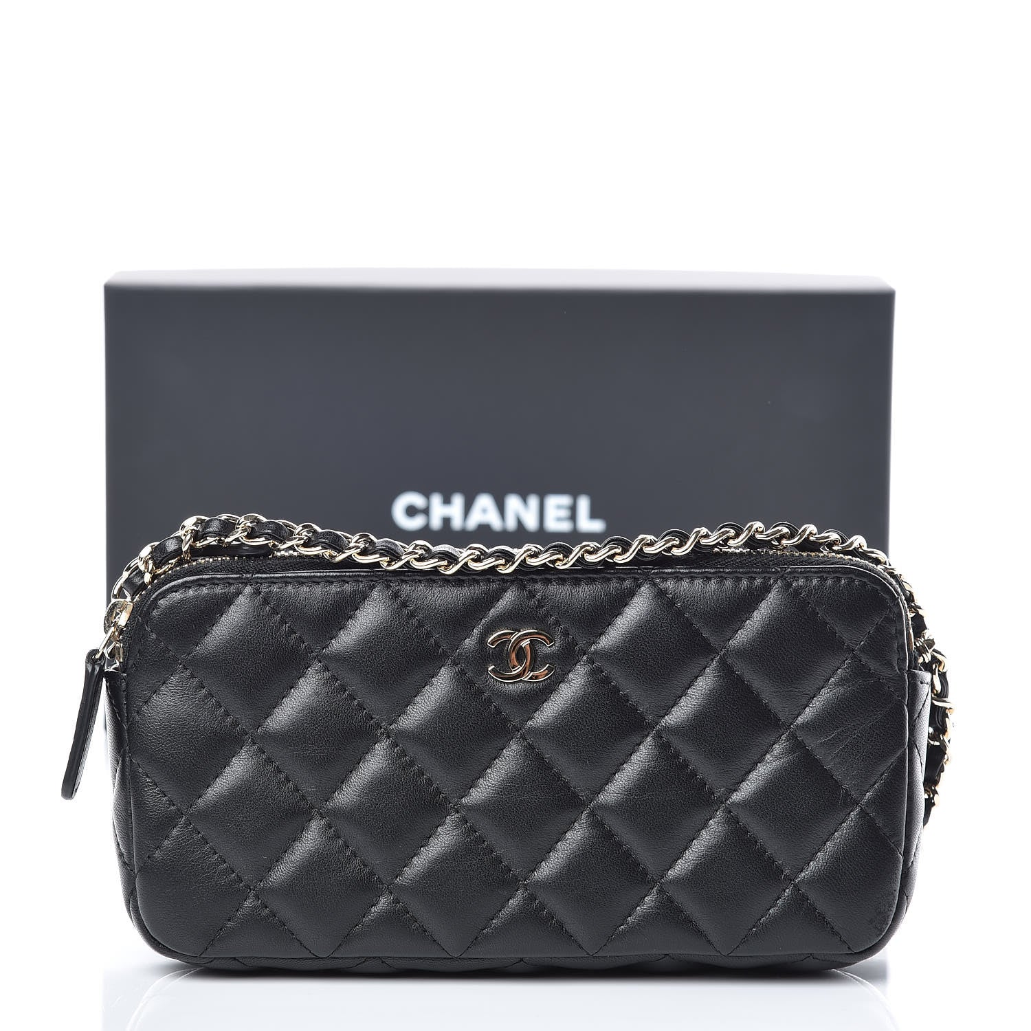 Chanel Lambskin Quilted Small Clutch With Chain Black 16 of 16