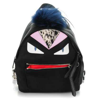 Fendi Nylon Vitello Fox Goat Fur Monster Eyes Mini Backpack Black Multicolor Sky 1 of 8