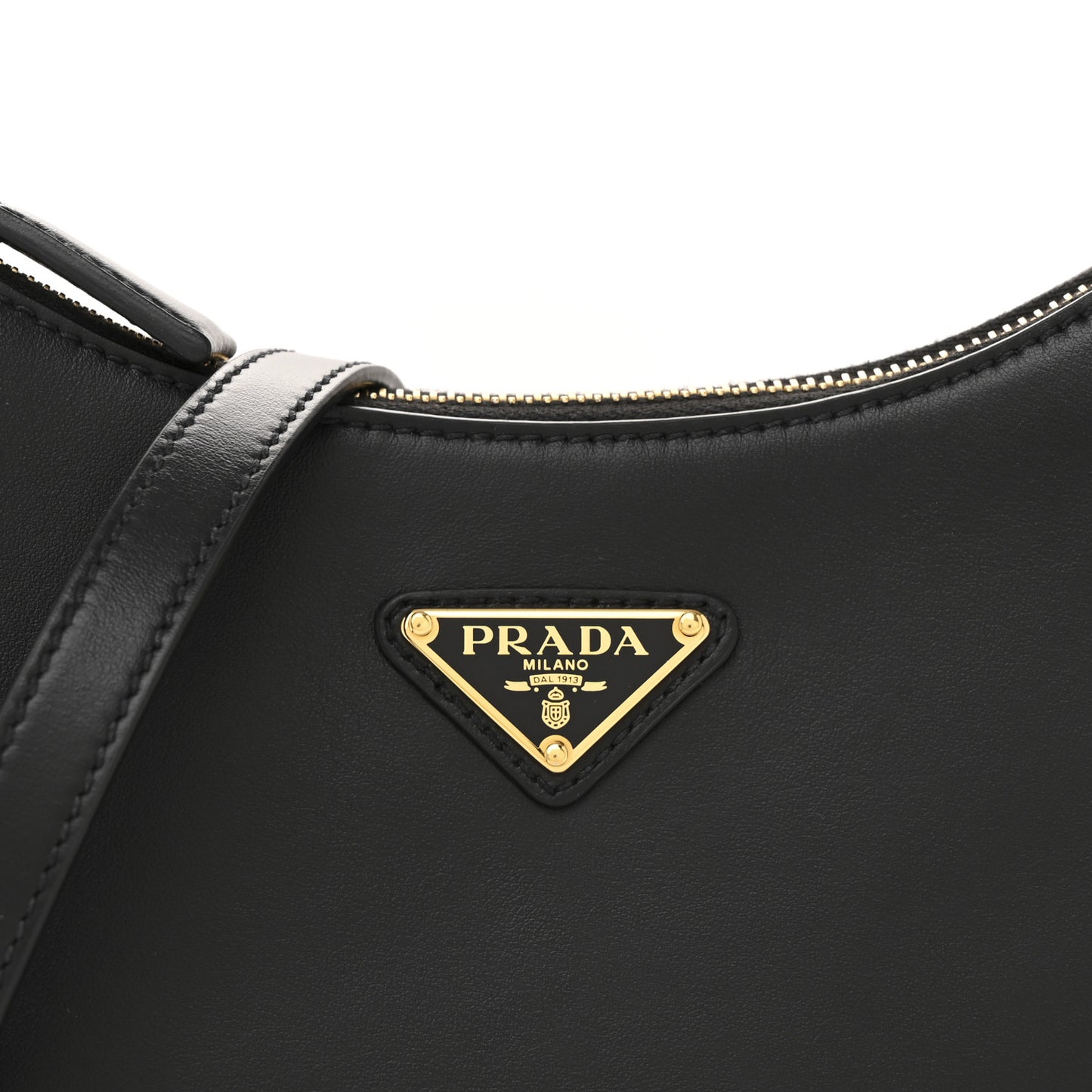 Soft Calfskin Arque Shoulder Bag Black