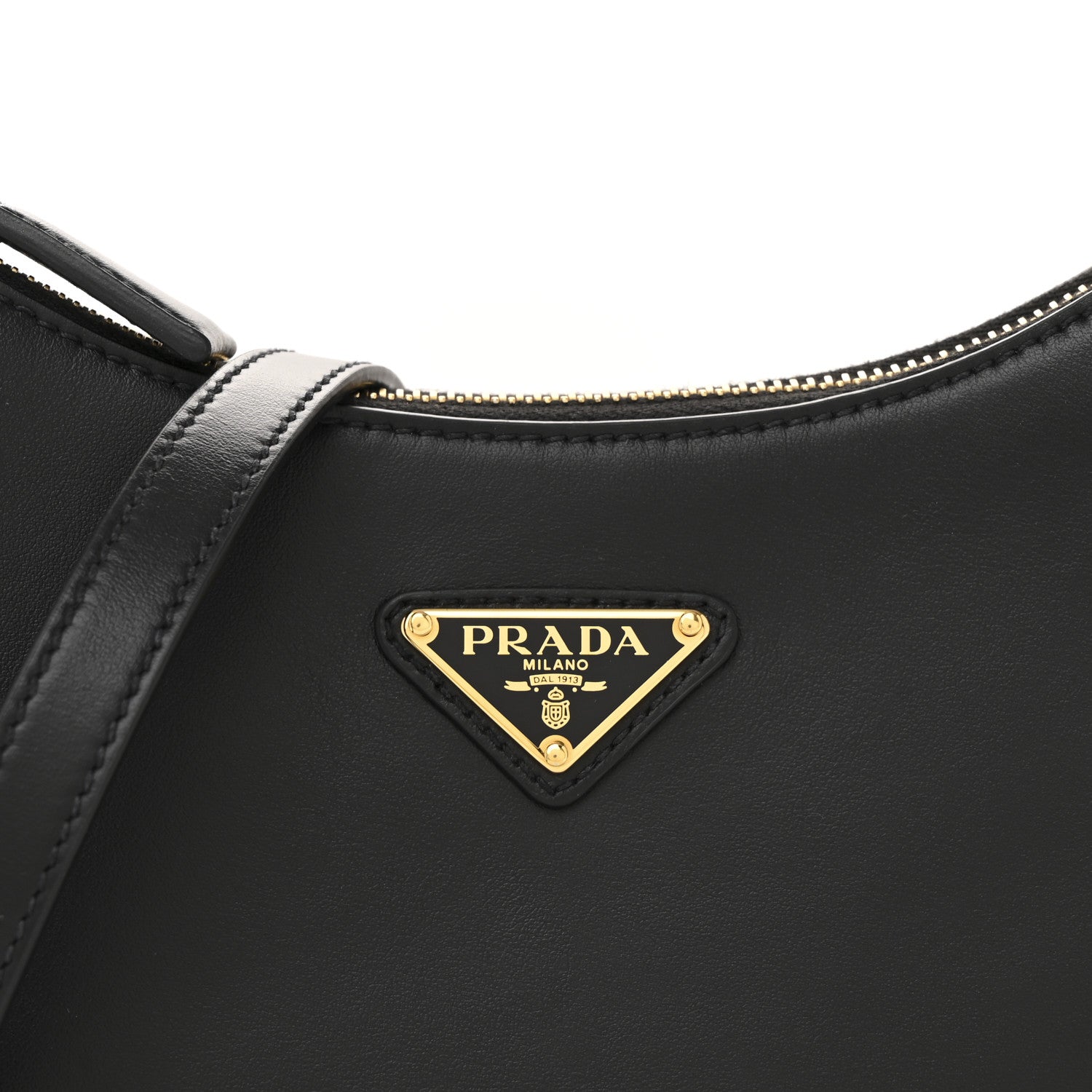 Prada Soft Calfskin Arque Shoulder Bag Black 8 of 12