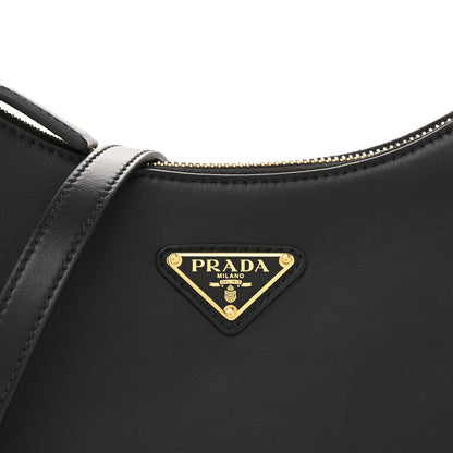 Prada Soft Calfskin Arque Shoulder Bag Black 8 of 12