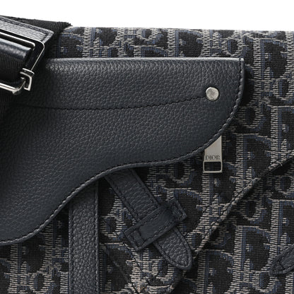 Christian Dior Oblique Saddle Messenger Pouch Blue Black 8 of 10