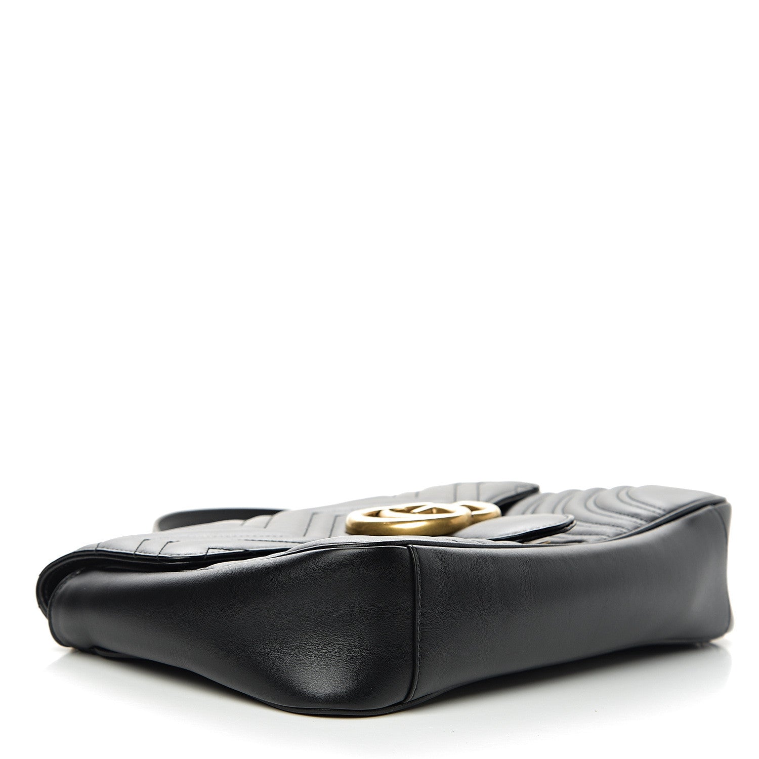 Gucci Calfskin Matelasse Medium GG Marmont Shoulder Bag Black 3 of 10