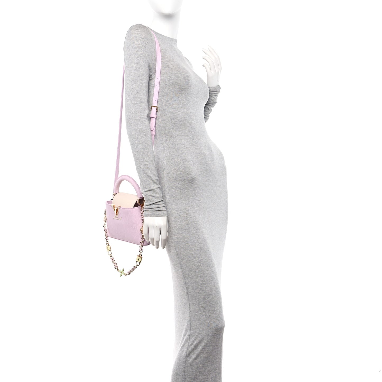 Taurillon Lovelock Chain Capucines Mini Marshmallow