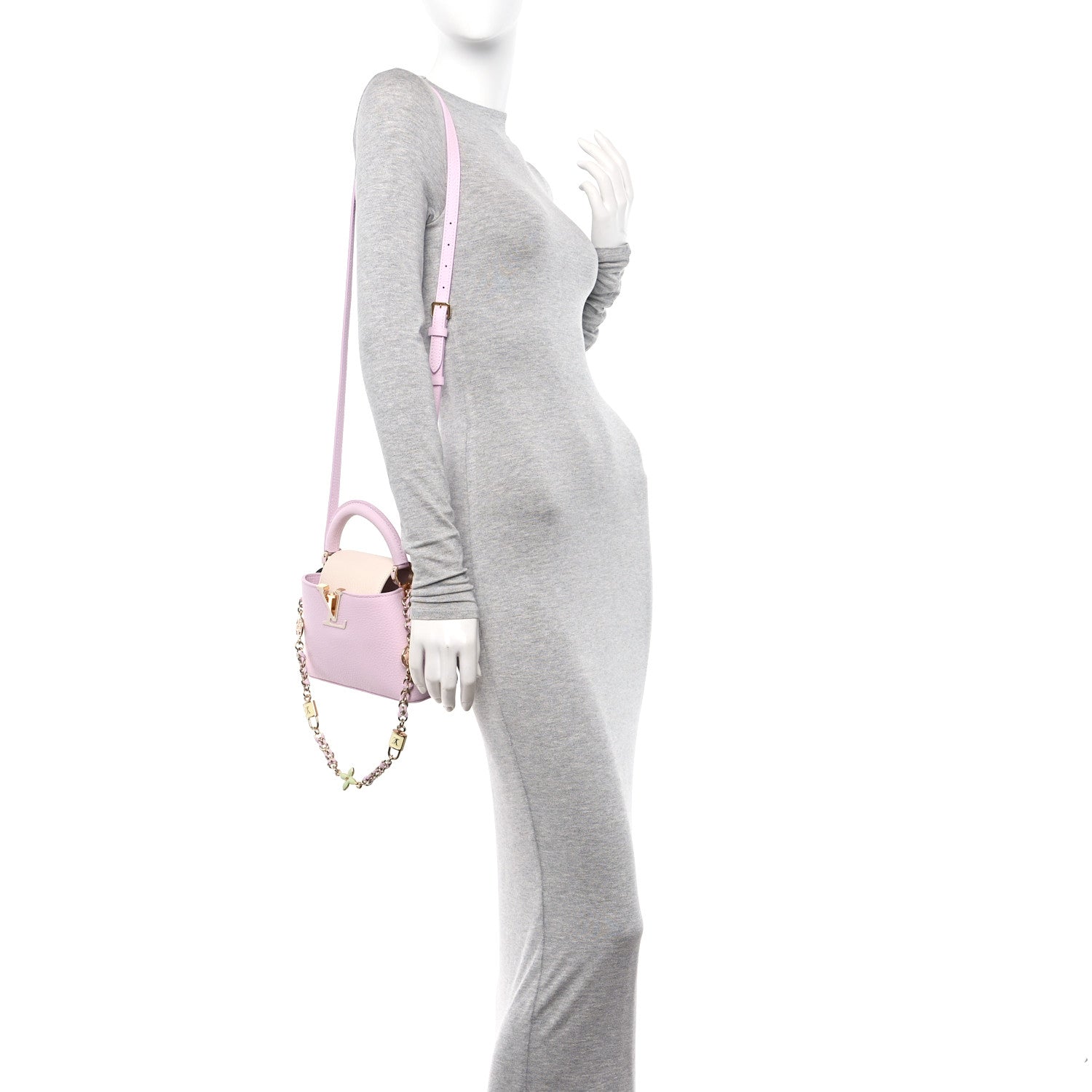 Louis Vuitton Taurillon Lovelock Chain Capucines Mini Marshmallow 2 of 9