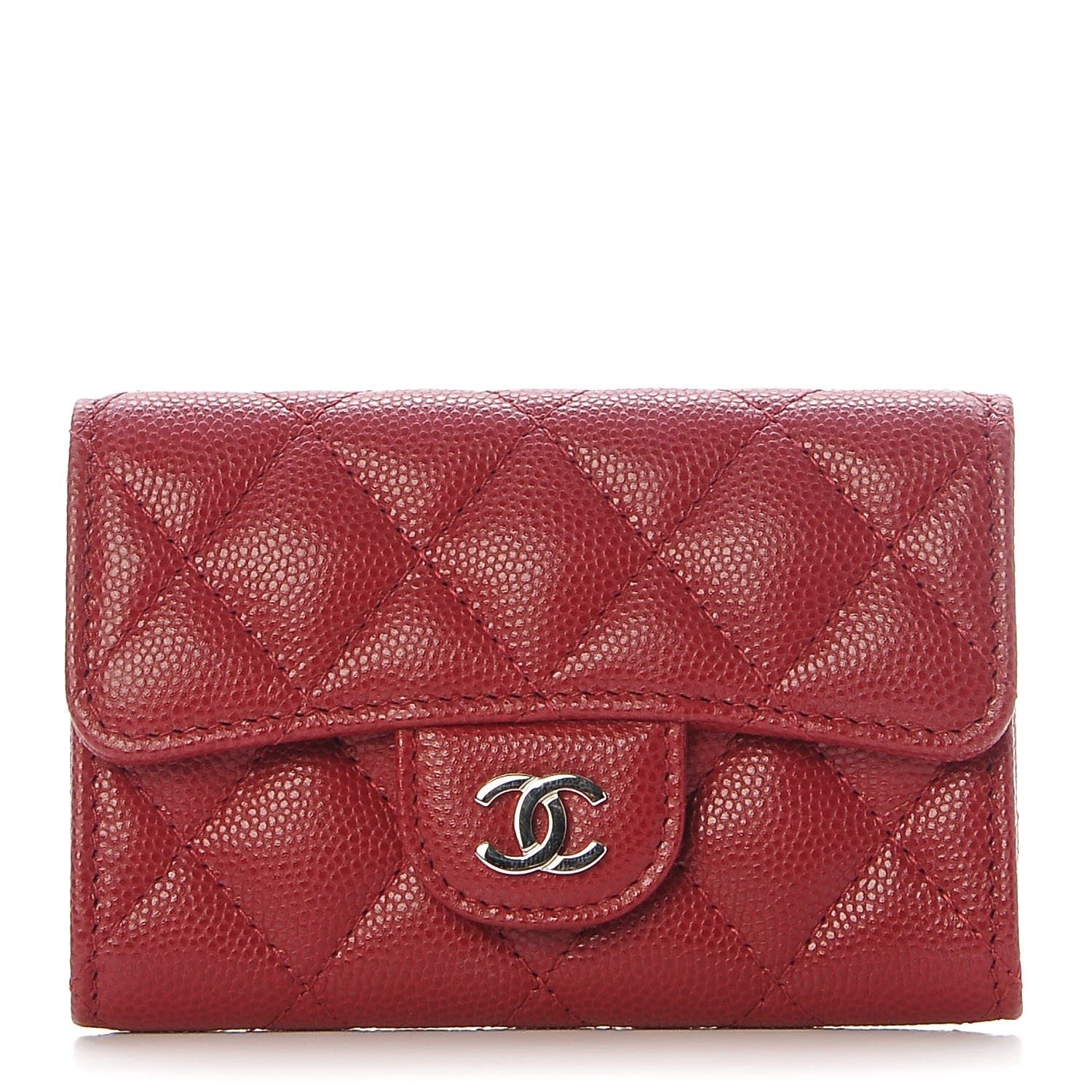 Chanel Caviar Quilted Card Holder Dark Pink 1 of 9