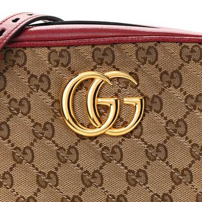 Gucci Monogram Azalea Calfskin Matelasse Diagonal Small GG Marmont Chain Shoulder Bag Beige Ebony New Cherry Red 8 of 11