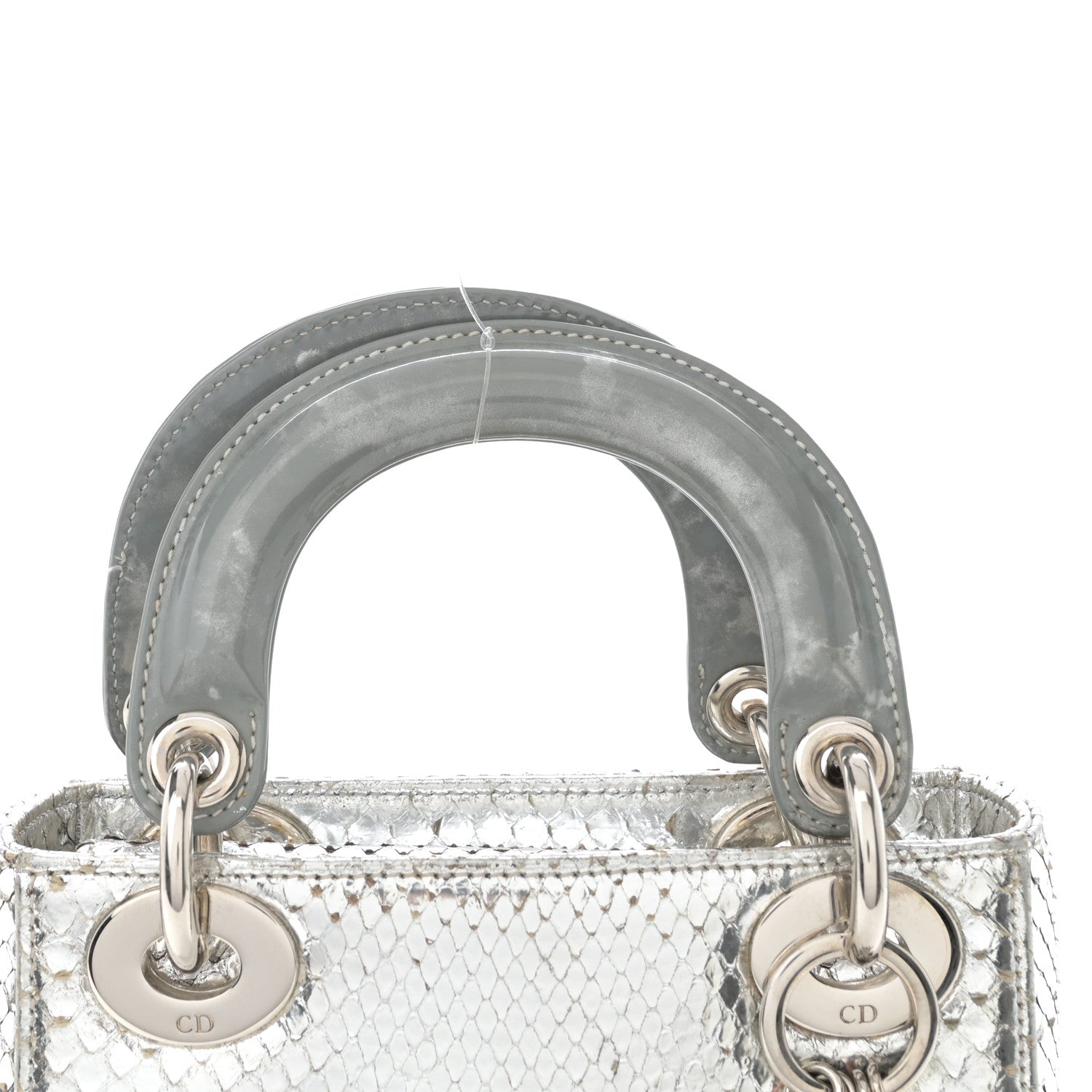 Christian Dior Metallic Snakeskin Mini Lady Dior Silver 11 of 12