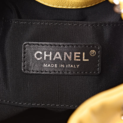 Chanel Lambskin Quilted Cuba Drawstring Tote White Yellow 8 of 11