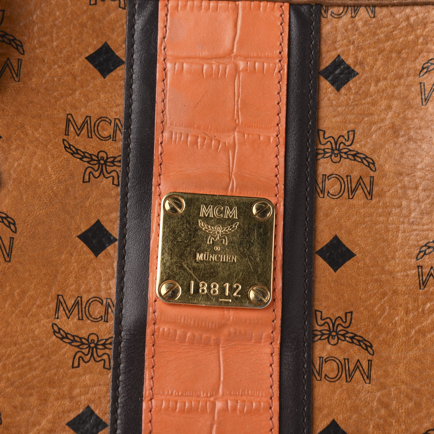 Visetos Crocodile Embossed Medium Liz Shopper Tote Cognac