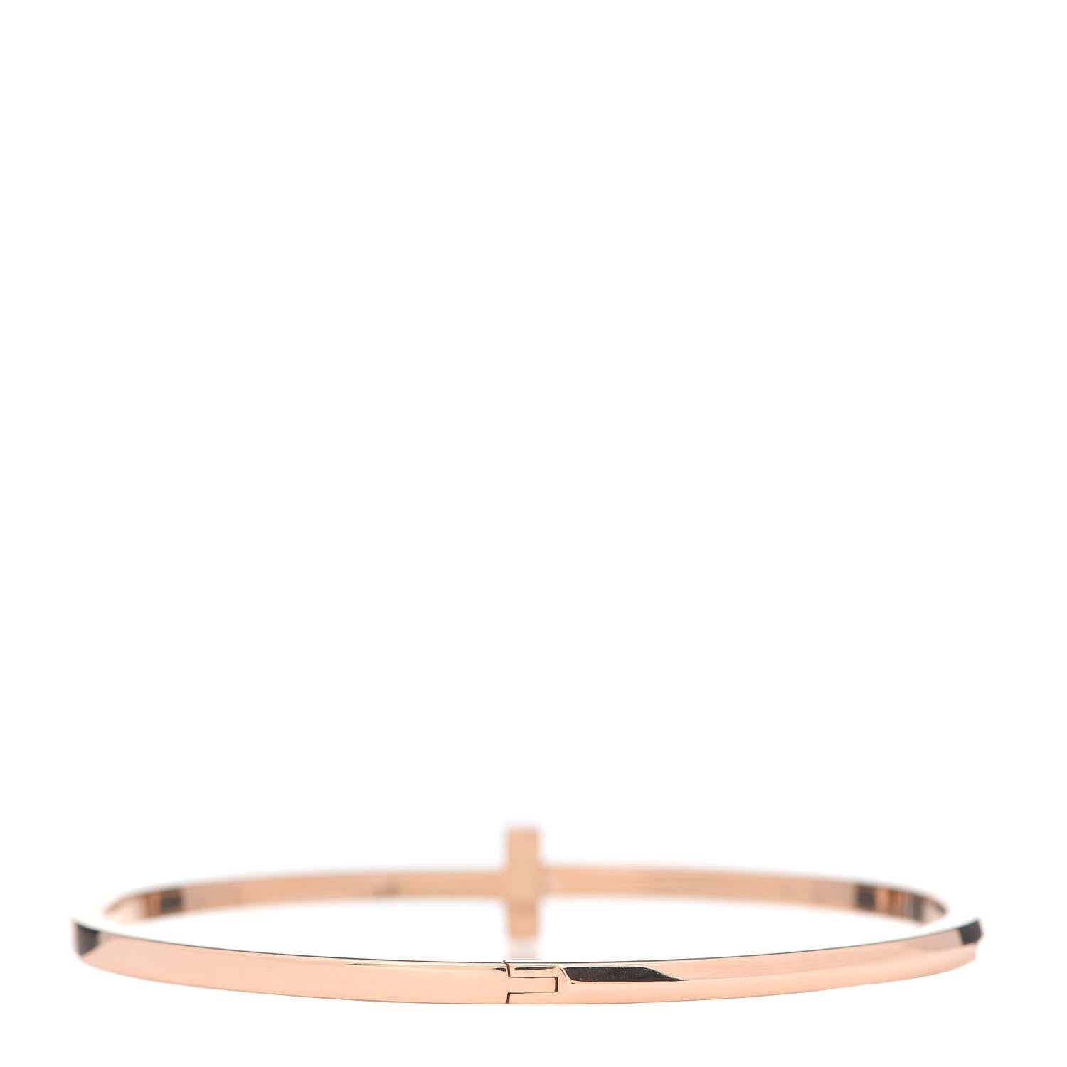 Tiffany 18K Rose Gold Narrow T T1 Hinged Bangle Bracelet 3 of 6