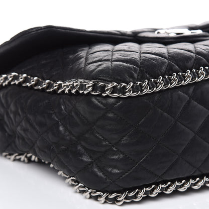 Chanel Washed Lambskin Quilted Maxi Chain Around Flap Black 8 of 19