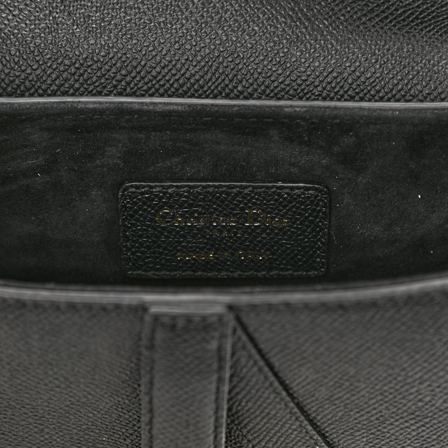 Grained Calfskin Mini Saddle Bag With Strap Black