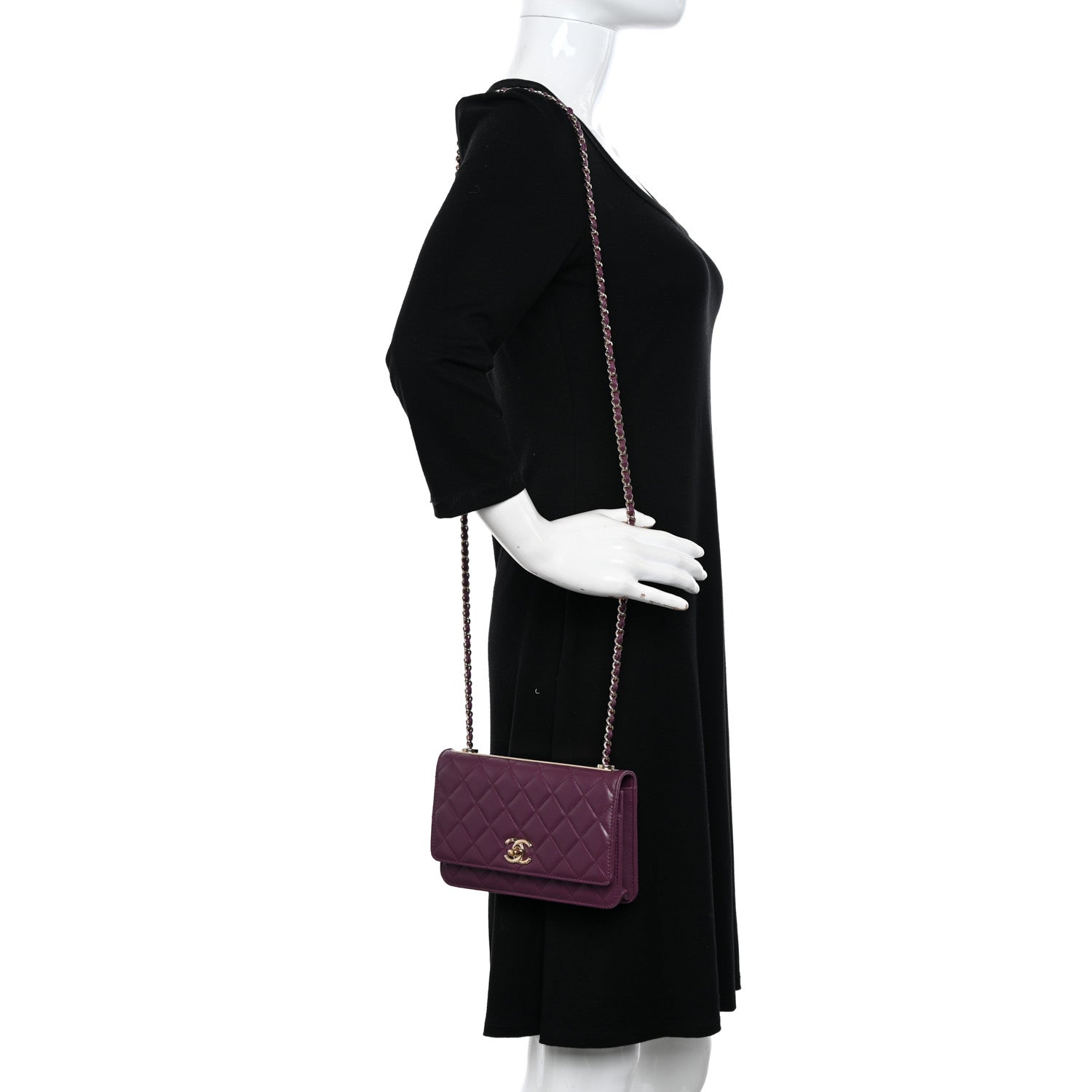 Chanel Lambskin Quilted Trendy CC Wallet On Chain WOC Purple 2 of 13