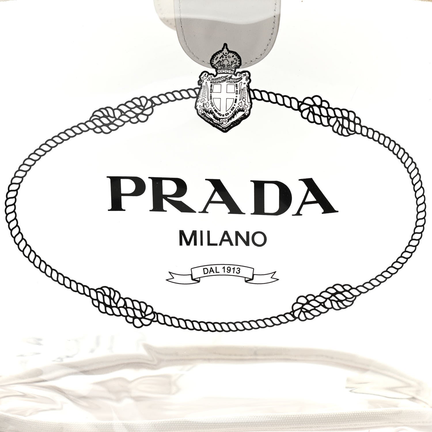 Prada Plexiglass Calfskin Small Shopper Tote White 10 of 12