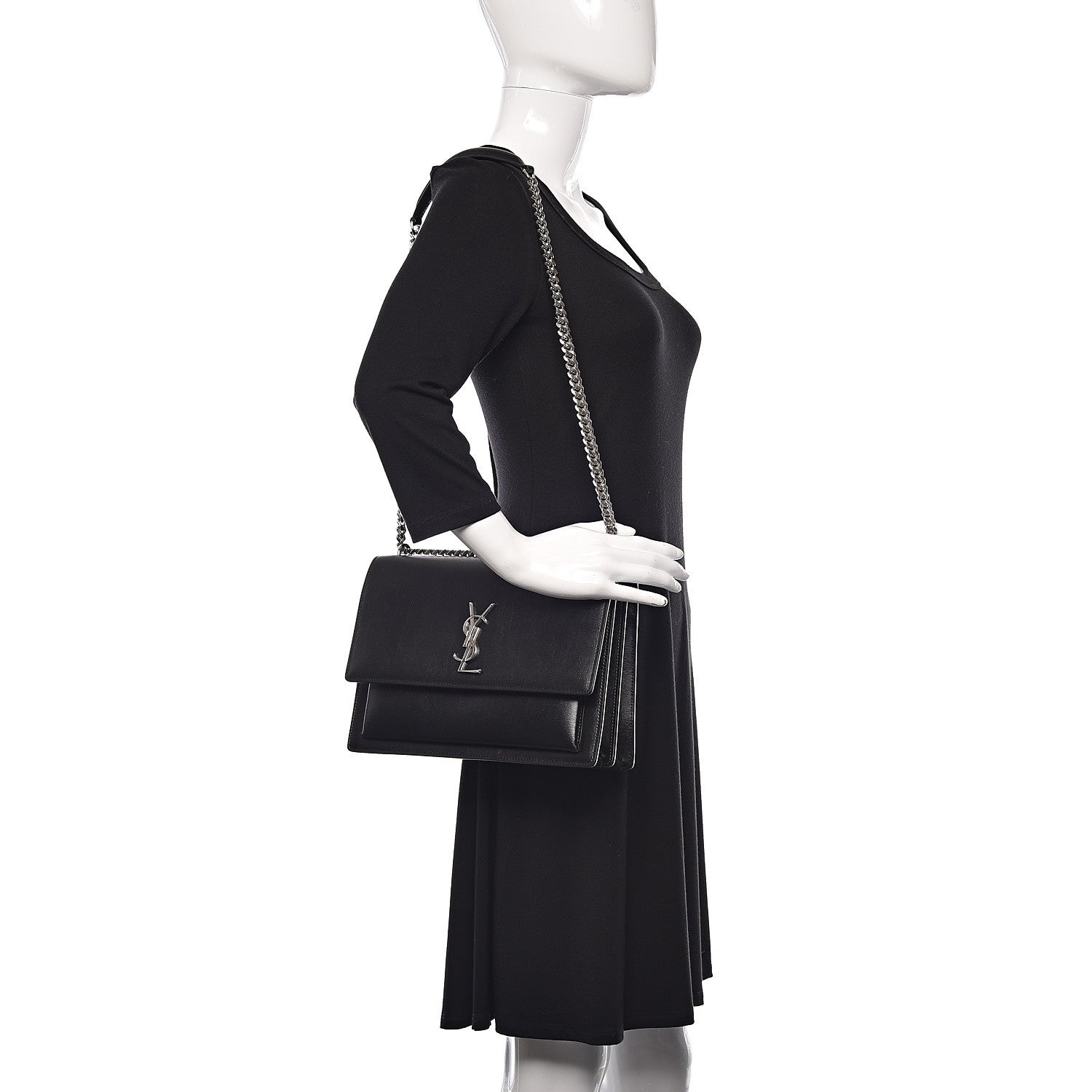 Saint Laurent Calfskin Large Monogram Sunset Black 2 of 11