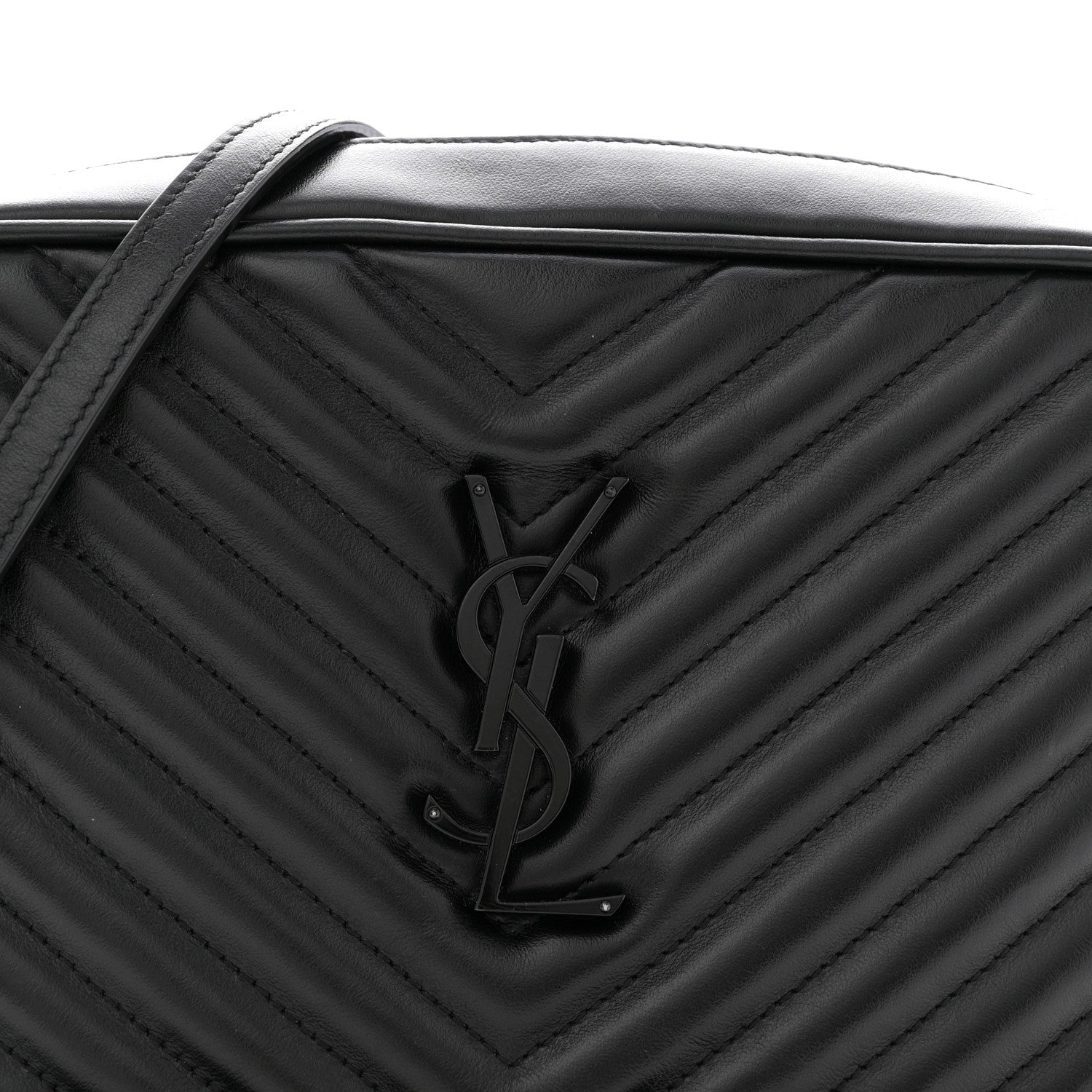Saint Laurent Calfskin Matelasse Monogram Monochrome Lou Camera Bag Black 8 of 13