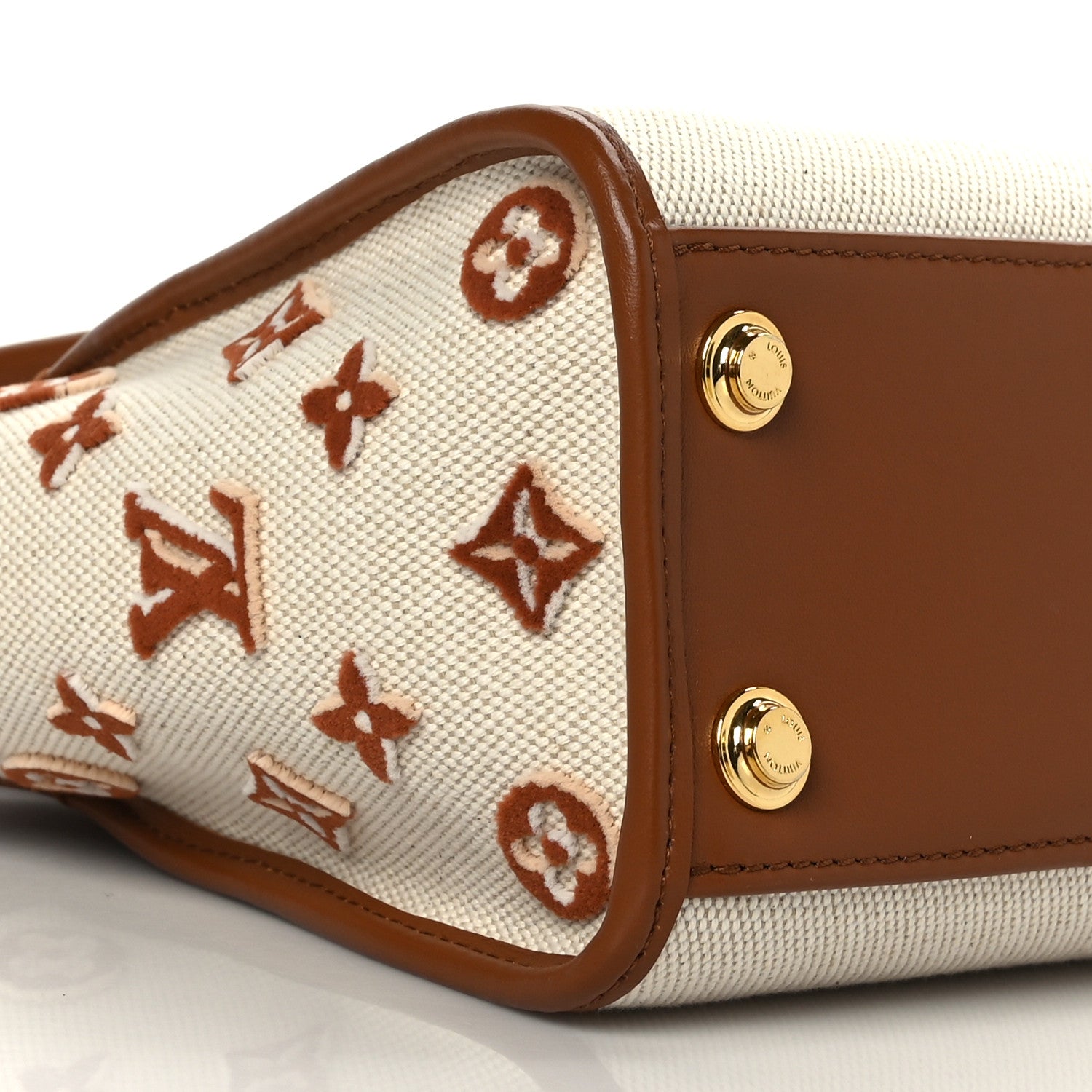 Louis Vuitton Canvas Calfskin Monogram On My Side PM Caramel Tan 7 of 8