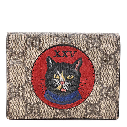 Gucci Soft GG Supreme Monogram Mystic Cat Card Case Wallet 1 of 6