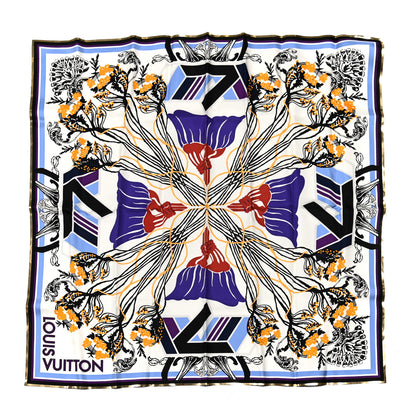 Louis Vuitton Silk Floral Stamp Scarf White 1 of 3