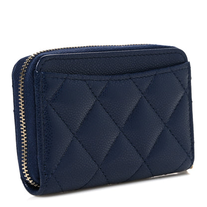 Chanel Caviar Quilted Zip Coin Purse Dark Navy 3 of 8