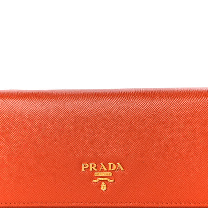 Prada Saffiano Metal Continental Flap Wallet Papaya 8 of 14