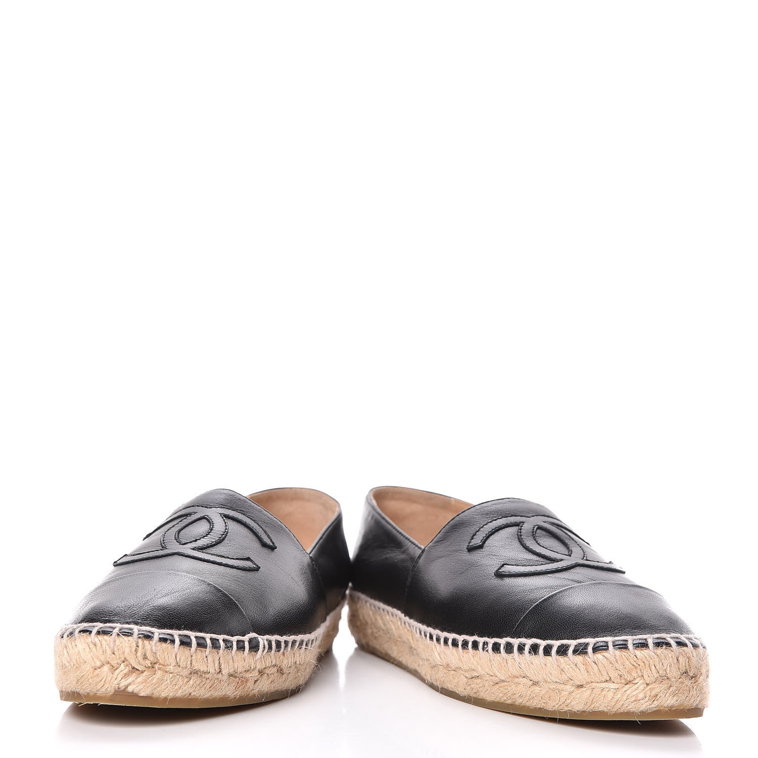 Chanel Lambskin CC Espadrilles 37 Black 6 of 13