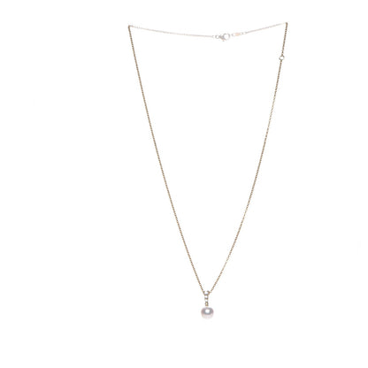 Mikimoto 18K Yellow Gold Diamond Pearl 8mm Morning Dew Pendant Necklace 3 of 6