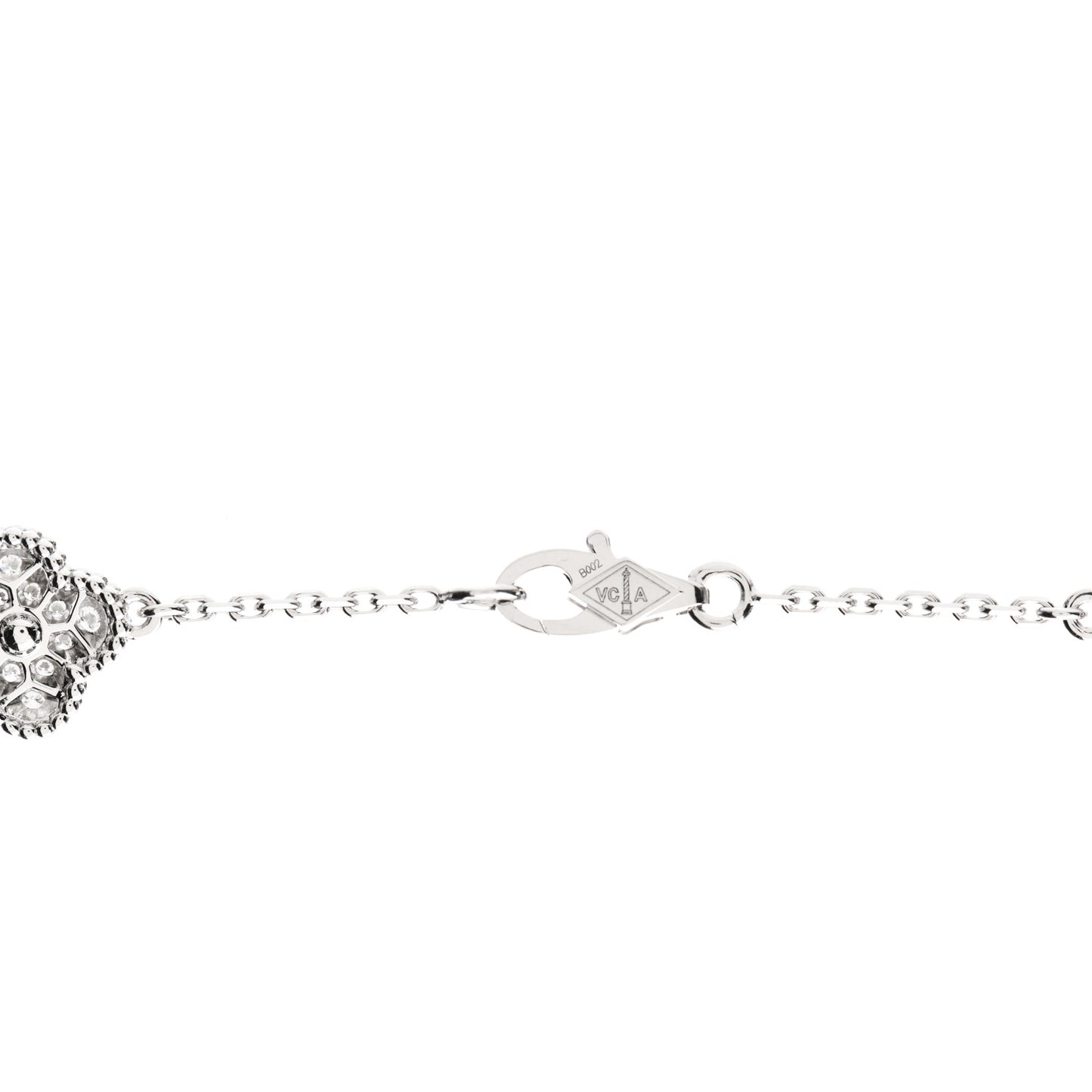 18K White Gold Diamond 16 Motifs Sweet Alhambra Necklace