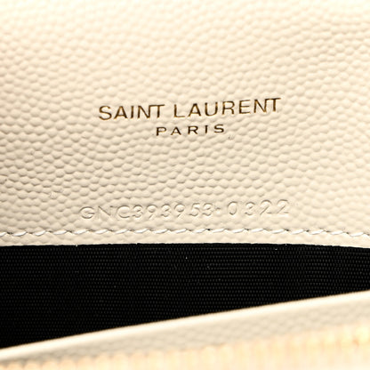 Saint Laurent Grain De Poudre Matelasse Chevron Monogram Envelope Chain Wallet Crema Soft 7 of 10