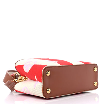 Louis Vuitton Canvas Calfskin Embroidered Braided Monogram Capucines BB Red 4 of 10
