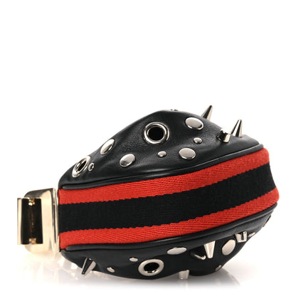 Gucci Calfskin Studded Web Mini Attache Hobo Black 4 of 12