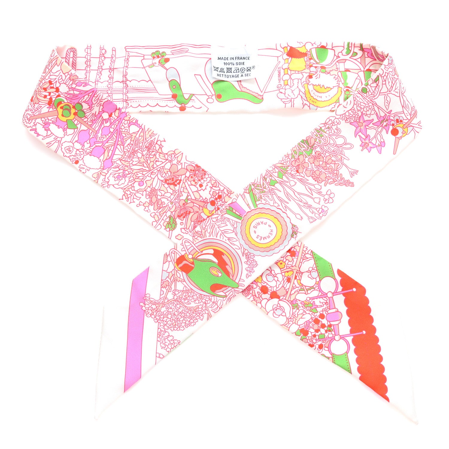 Hermes Silk Pony Pit Stop Twilly White Rose Multicolor 1 of 4