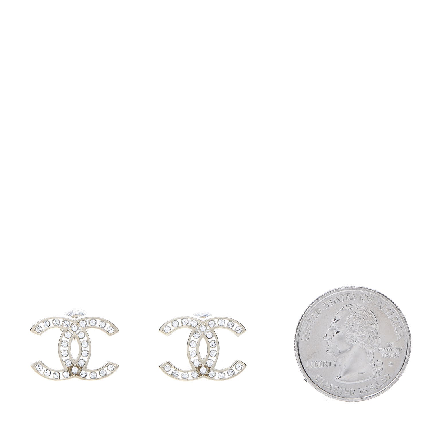 Chanel Crystal CC Large Earrings Gold 2 of 5