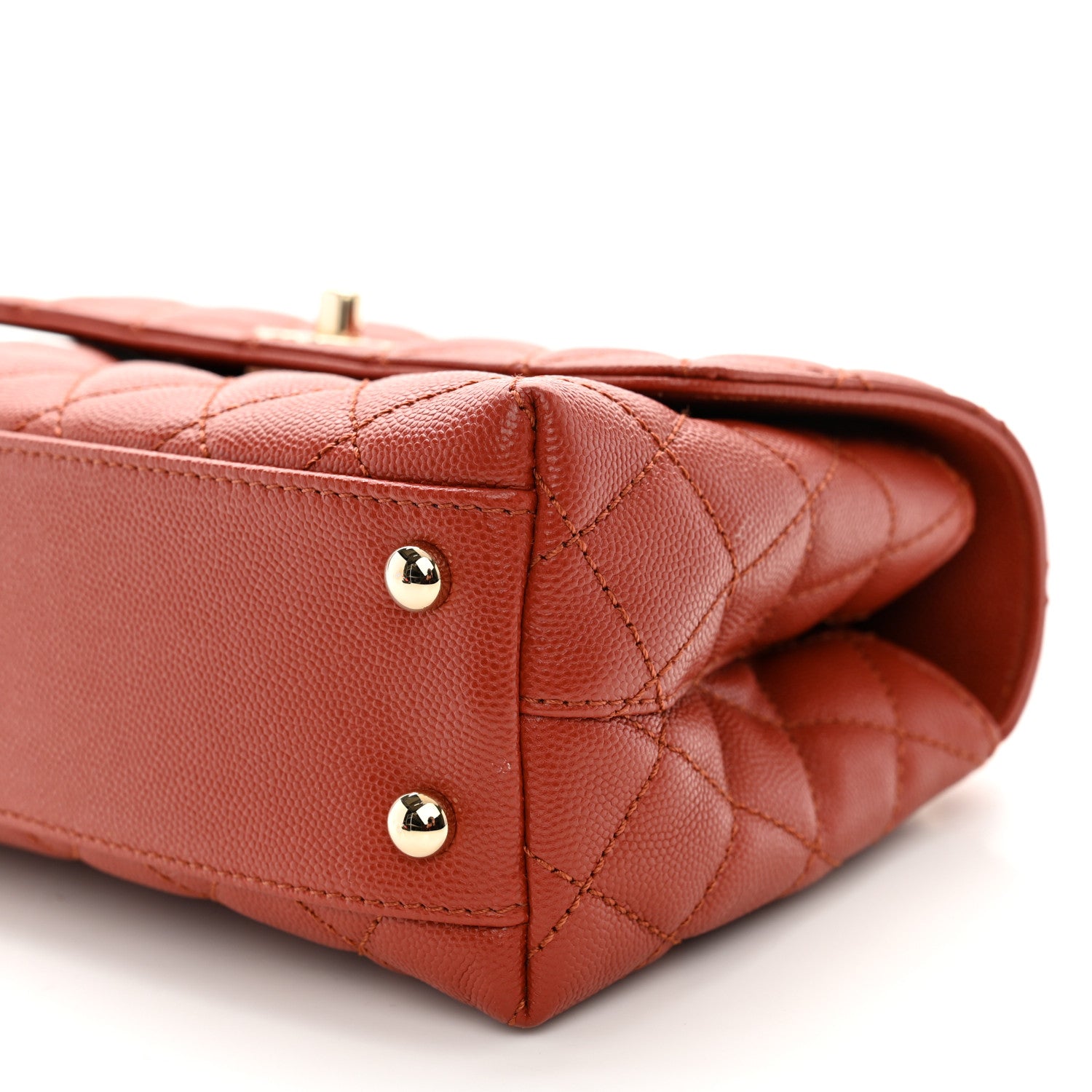 Chanel Caviar Quilted Mini Coco Handle Flap Dark Orange 10 of 11