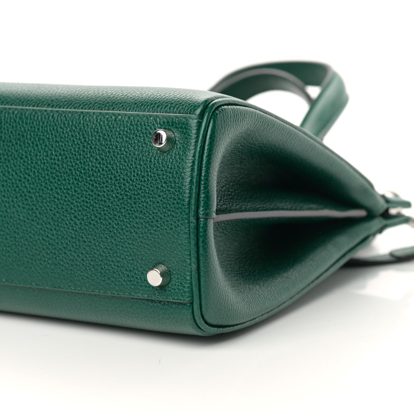 Grainy Calfskin Small Zumi Top Handle Bag Vintage Green
