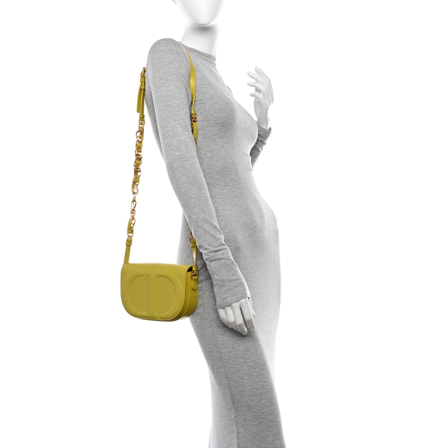 Calfskin CD Signature Flap Crossbody Lime